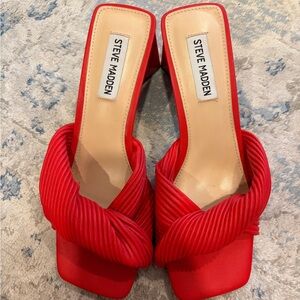 Steve Madden Bold Red Heeled Mules
